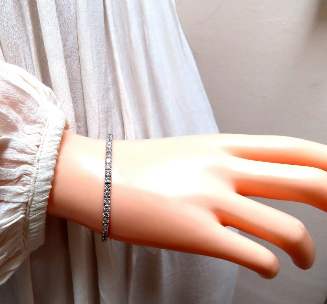 2.90ct Natural Round Diamonds Flexible Tennis Bangle Bracelet 14 Karat** - 8