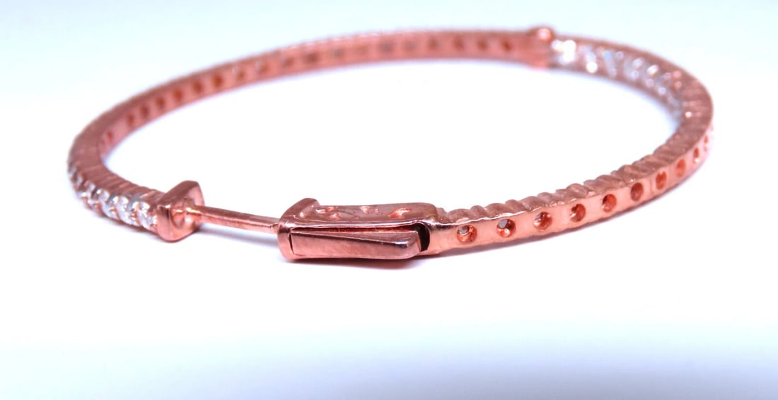 2.78ct Natural Round Diamond hoop earrings 14kt 1.7 inch single share prong** - 3