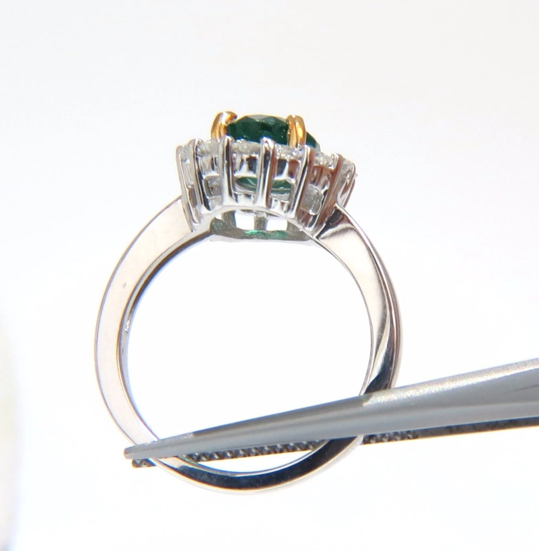 2.46CT NATURAL EMERALD DIAMONDS RING 18KT VIVID GREEN HALO + - 4