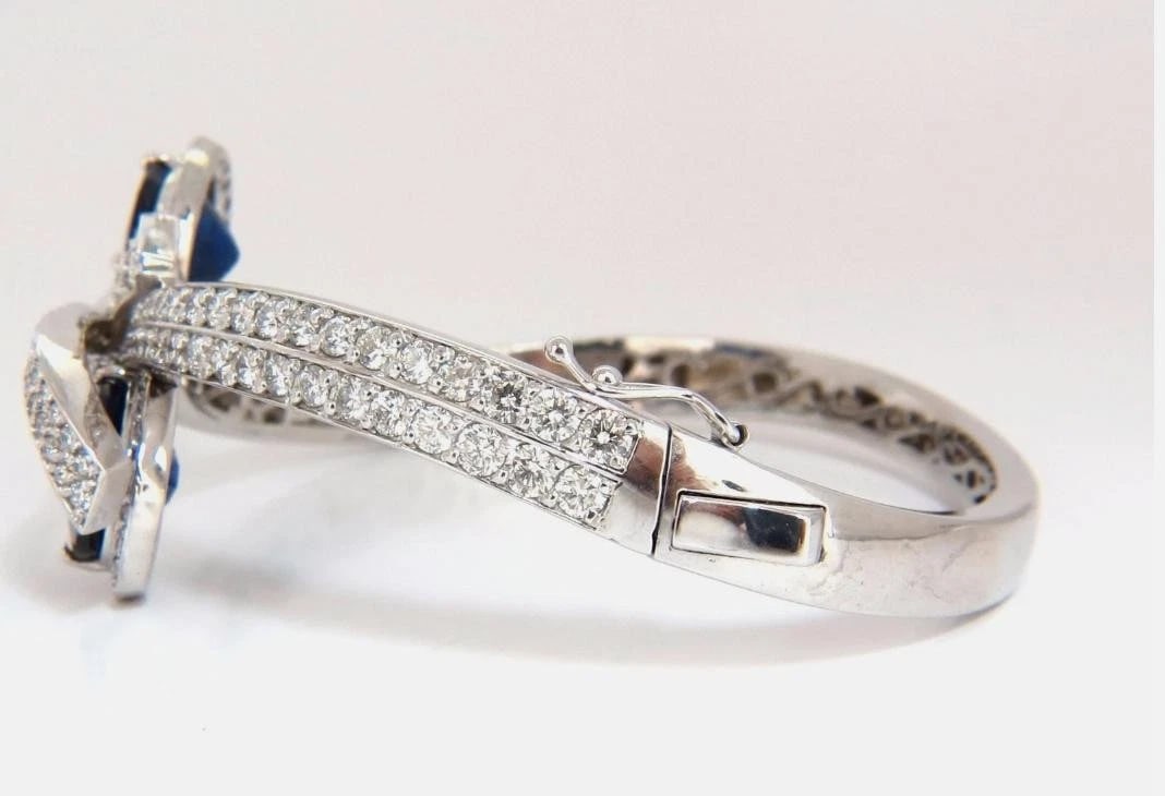 11.50ct Lab Sapphire natural diamonds bangle bracelet 14kt 12240** - 3