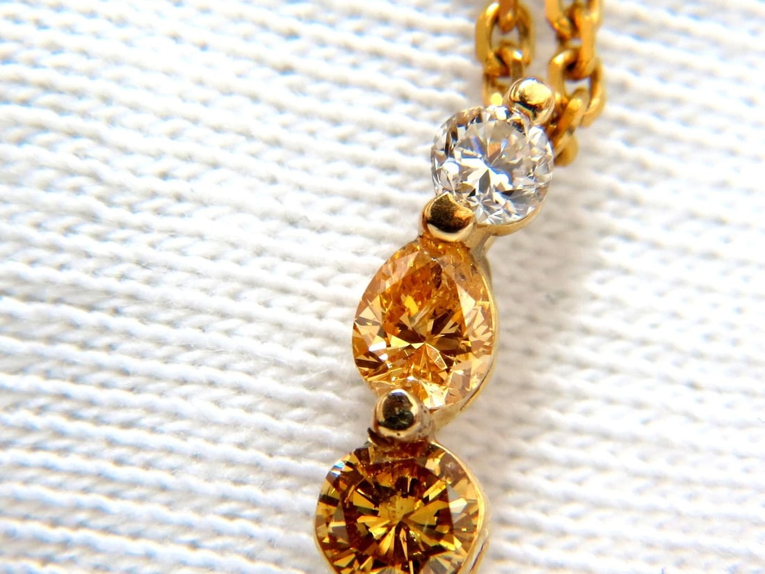 2.06CT NATURAL FANCY YELLOW ORANGE BROWN LIGHT PINK DIAMOND PENDANT CHA** - 3