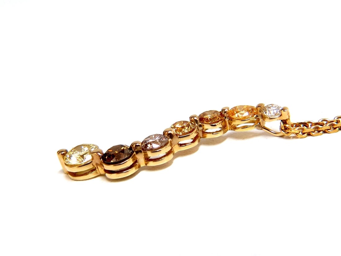 2.06CT NATURAL FANCY YELLOW ORANGE BROWN LIGHT PINK DIAMOND PENDANT CHA** - 8