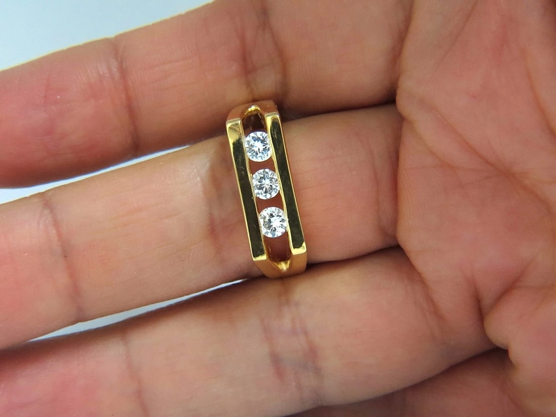 .75ct Mens Diamond Ring 14kt Channel + - 5