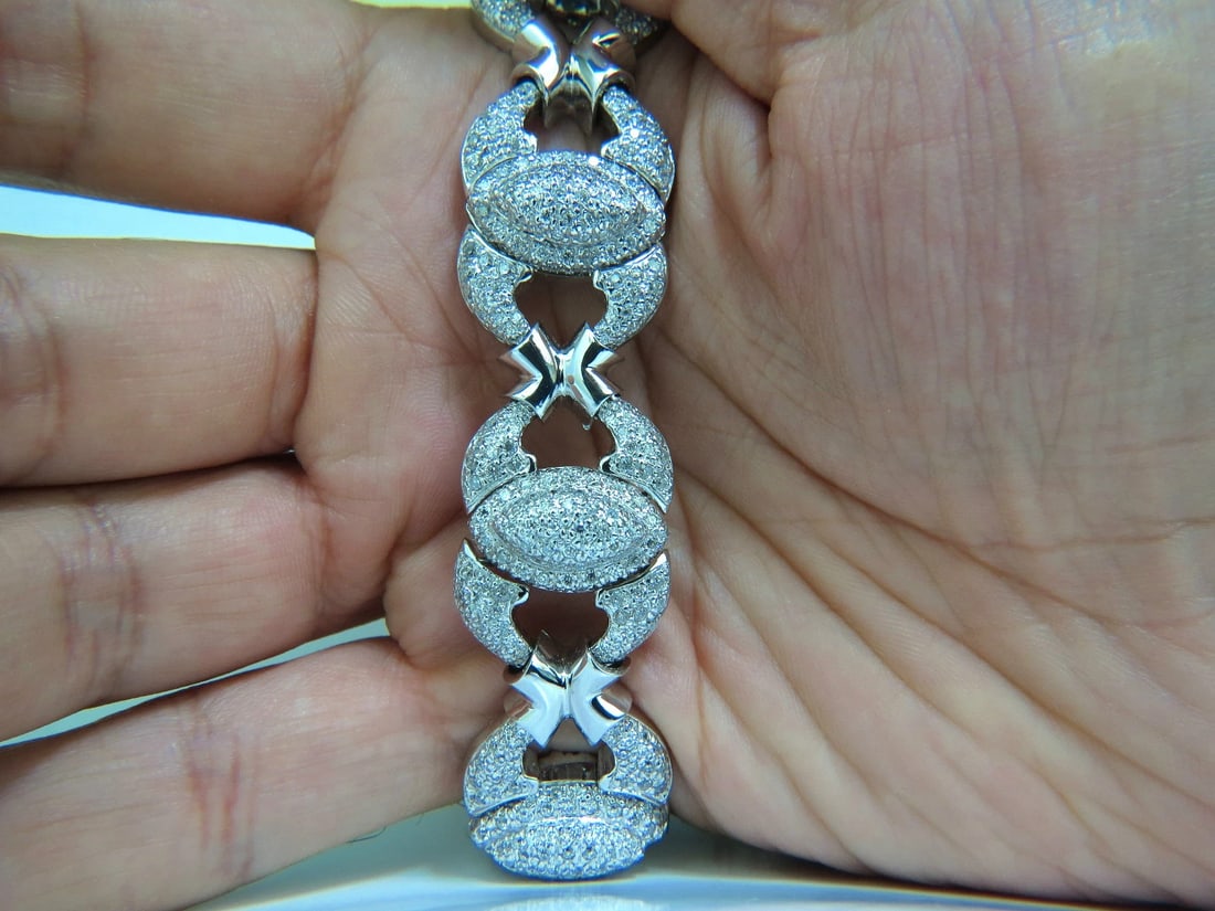 17.20CT NATURAL DIAMONDS LINK BRACELET 14KT F/G VS MODERN DECO 14kt GOLD** - 11