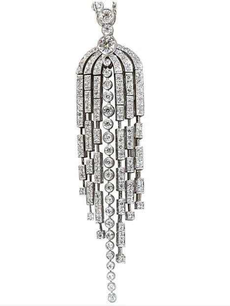 Diamonds Dangling Chandelier 3.50ct Pendant Station Necklace 18kt Ref 12318** (1 of 5)