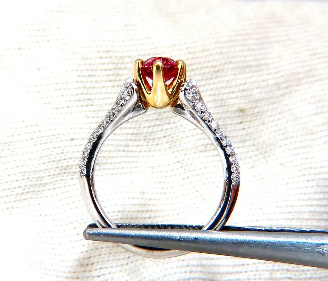 AIGS Certified 1.07ct Natural Pink No Heat Ruby Diamonds Ring 14 Karat** - 3