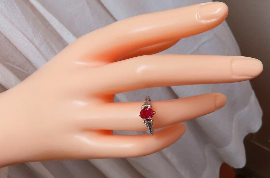 AIGS Certified 1.07ct Natural Pink No Heat Ruby Diamonds Ring 14 Karat** - 5