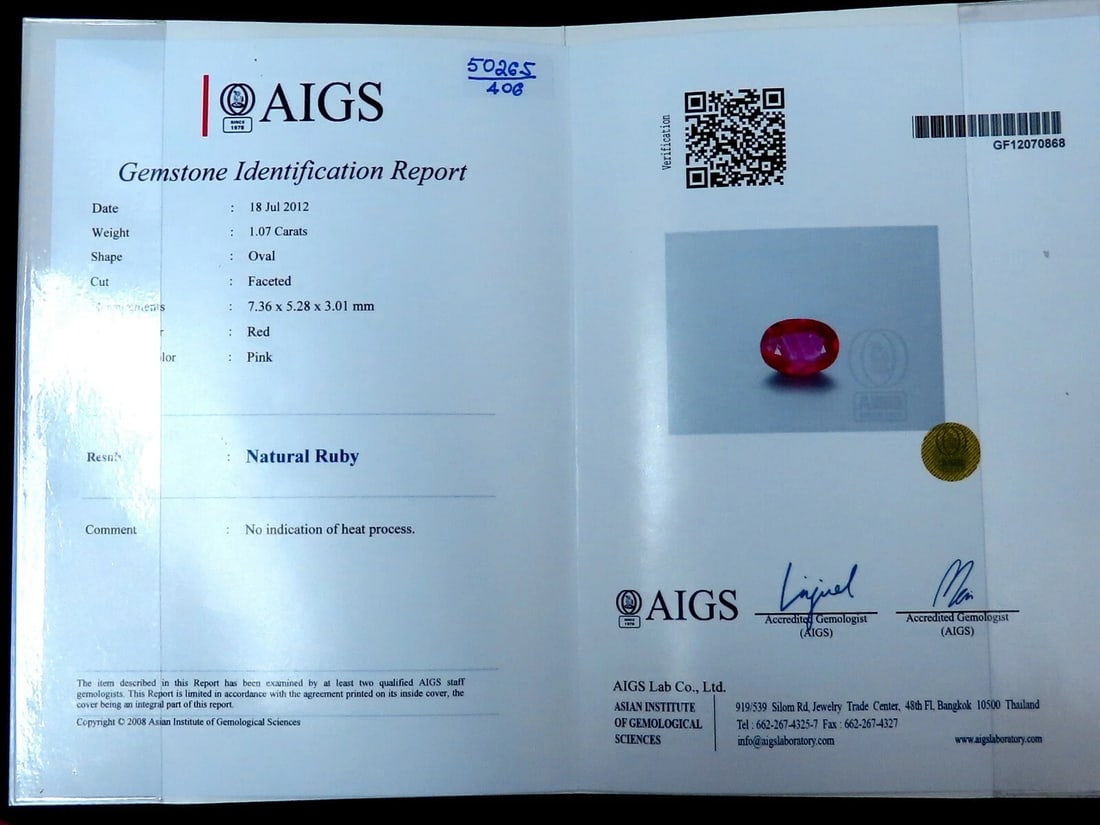 AIGS Certified 1.07ct Natural Pink No Heat Ruby Diamonds Ring 14 Karat** - 6
