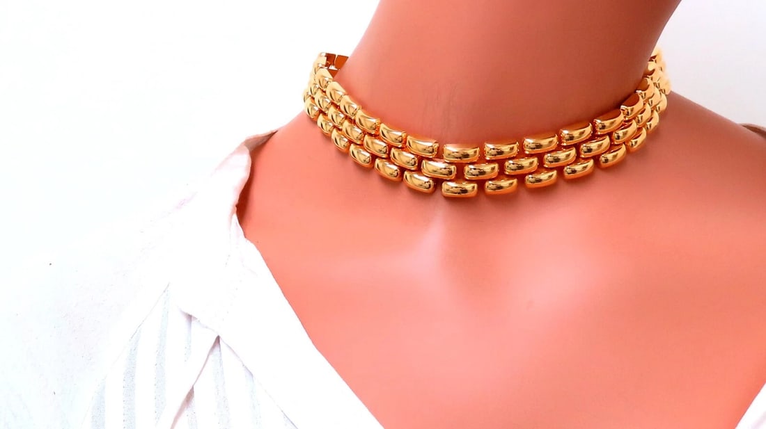 18.5mm Wide Classic Panther Link Necklace 14kt gold 74 grams** - 5