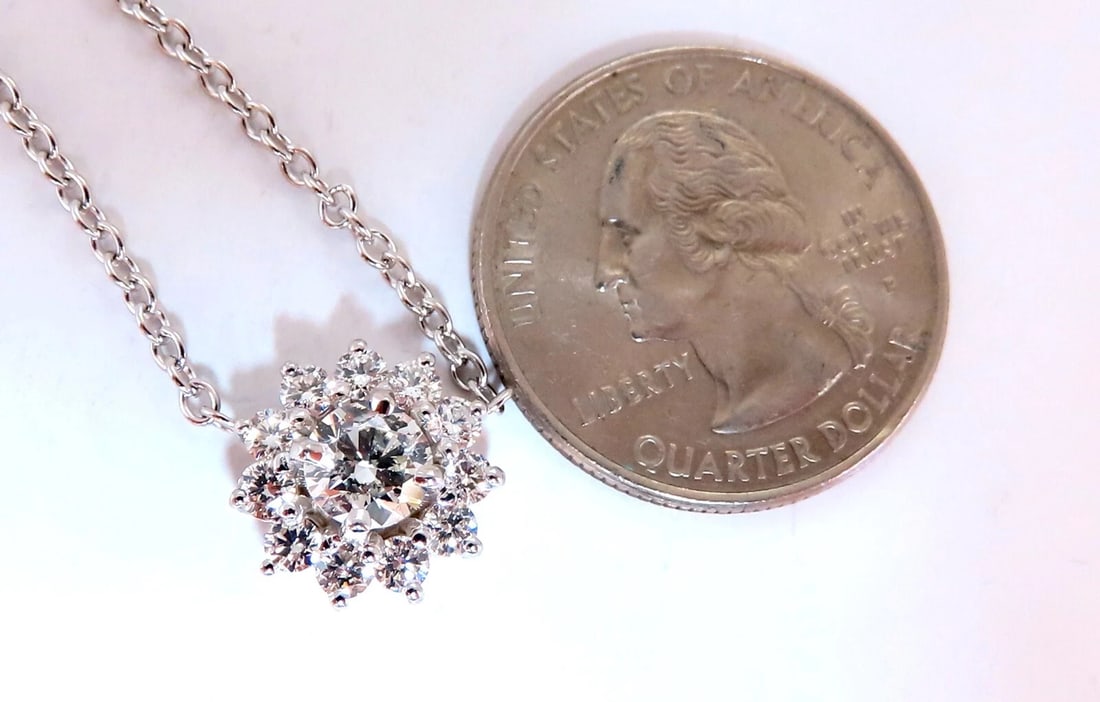 1.40ct natural diamonds halo cluster necklace 14kt** - 4
