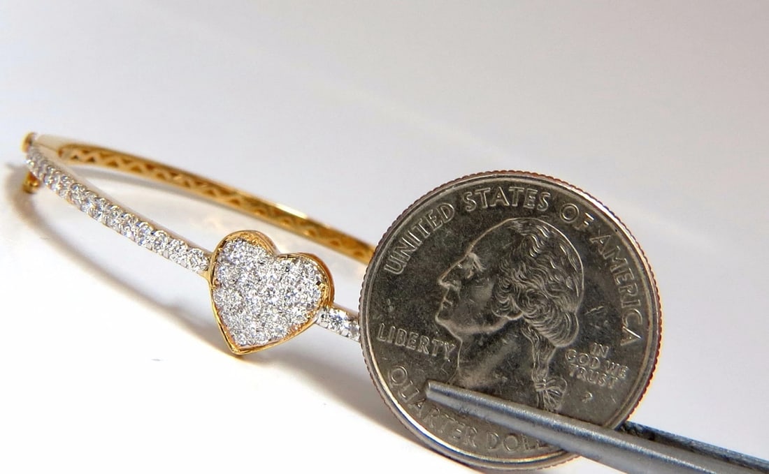 diamonds heart bangle bracelet 1.30ct g/vs 14kt** - 9