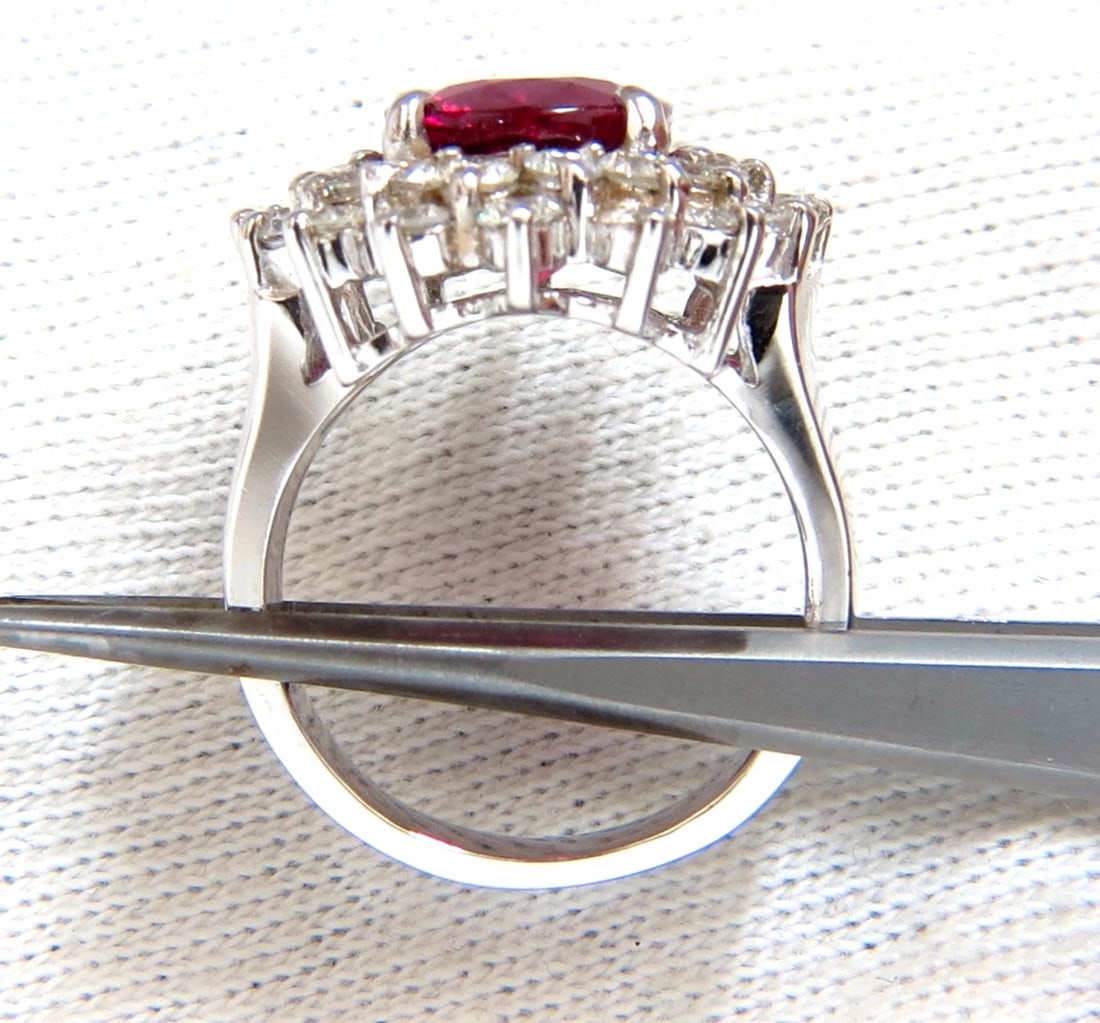 5.80ct natural Pinkish Red Tourmaline Diamond Ring 14kt. Double Halo - 5