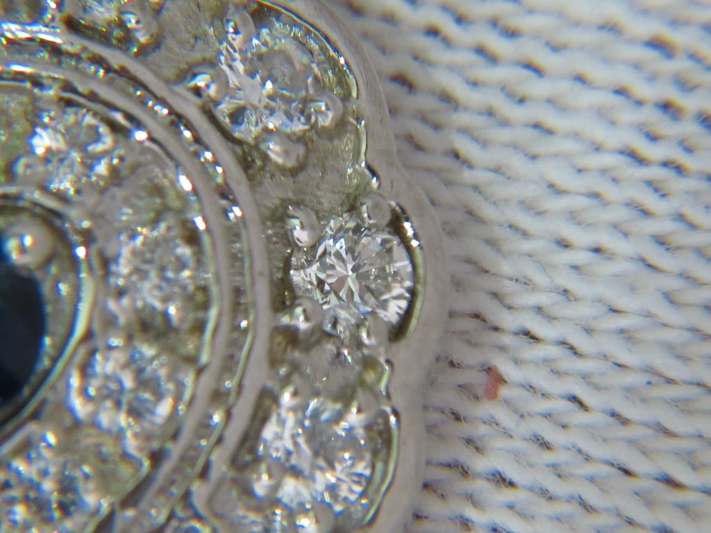 1.25CT NATURAL SAPPHIRE DIAMOND CLUSTER NECKLACE 14KT ** - 3