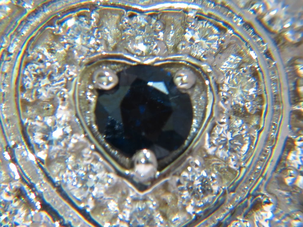 1.25CT NATURAL SAPPHIRE DIAMOND CLUSTER NECKLACE 14KT ** - 6