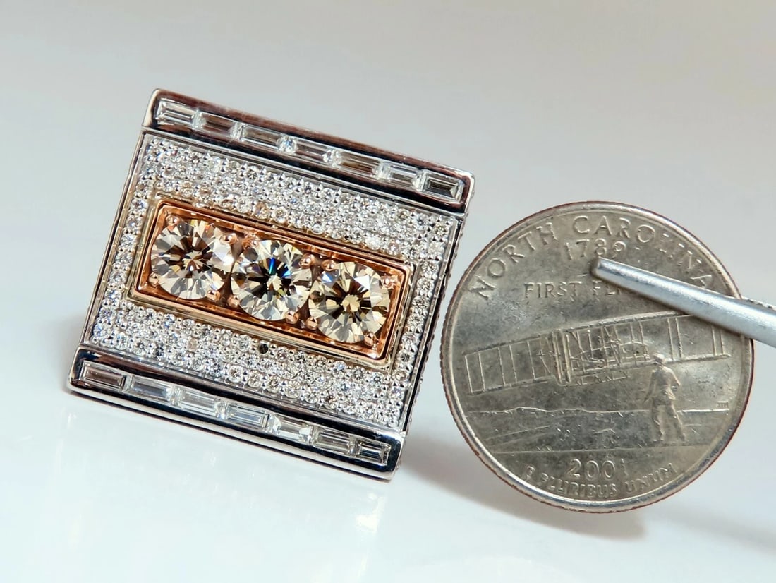 Natural Light Fancy Yellow Green Diamonds Mens Ring 18 Karat Big & Tall Grande - 5