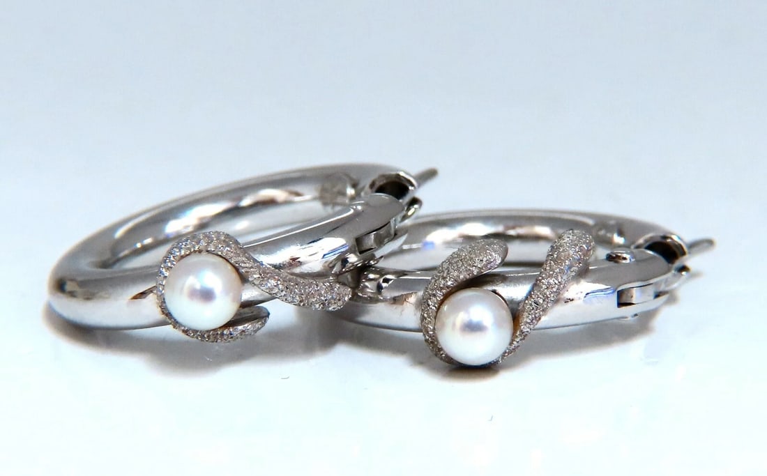 4mm Natural Fresh Water Pearl Hoop Earrings 14kt** (1 of 6)