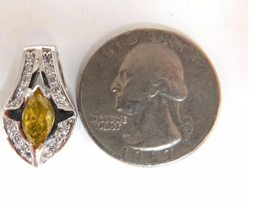 1.50 Carat Enhanced Fancy Yellow Diamond Marquise Shield Pendant 14kt 44112** - 4