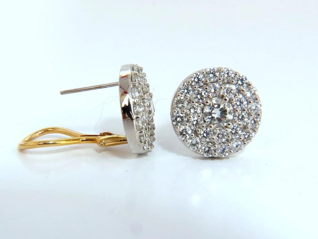 4.26ct natural round diamonds cocktail cluster earrings 14kt g.vs** - 2