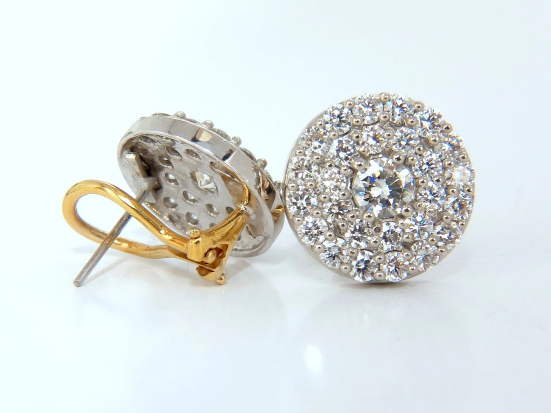 4.26ct natural round diamonds cocktail cluster earrings 14kt g.vs** - 3