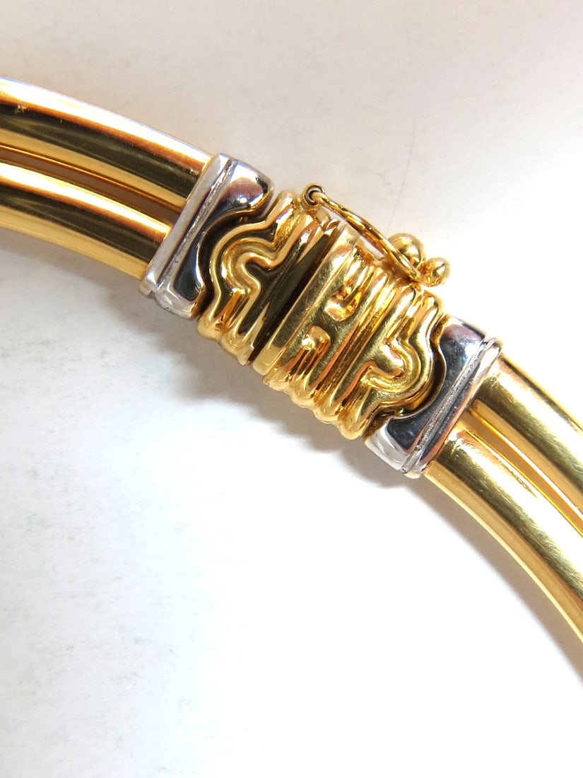 18kt Gold Byzantine Deco Link Necklace Two toned ** - 3