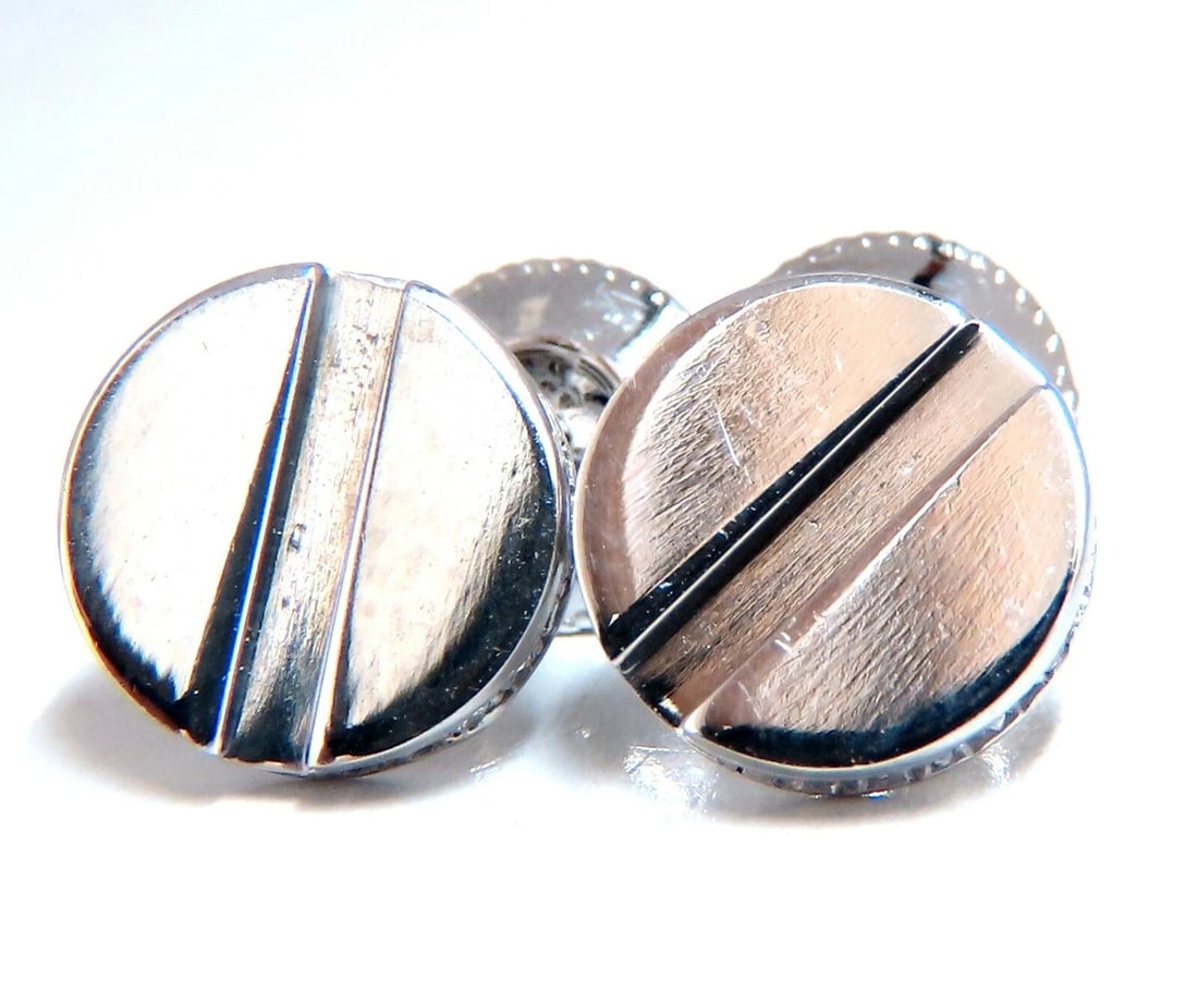 .40ct Natural Diamonds Mod- Goth Deco Flat Screw Stud Earrings 14kt** (1 of 6)