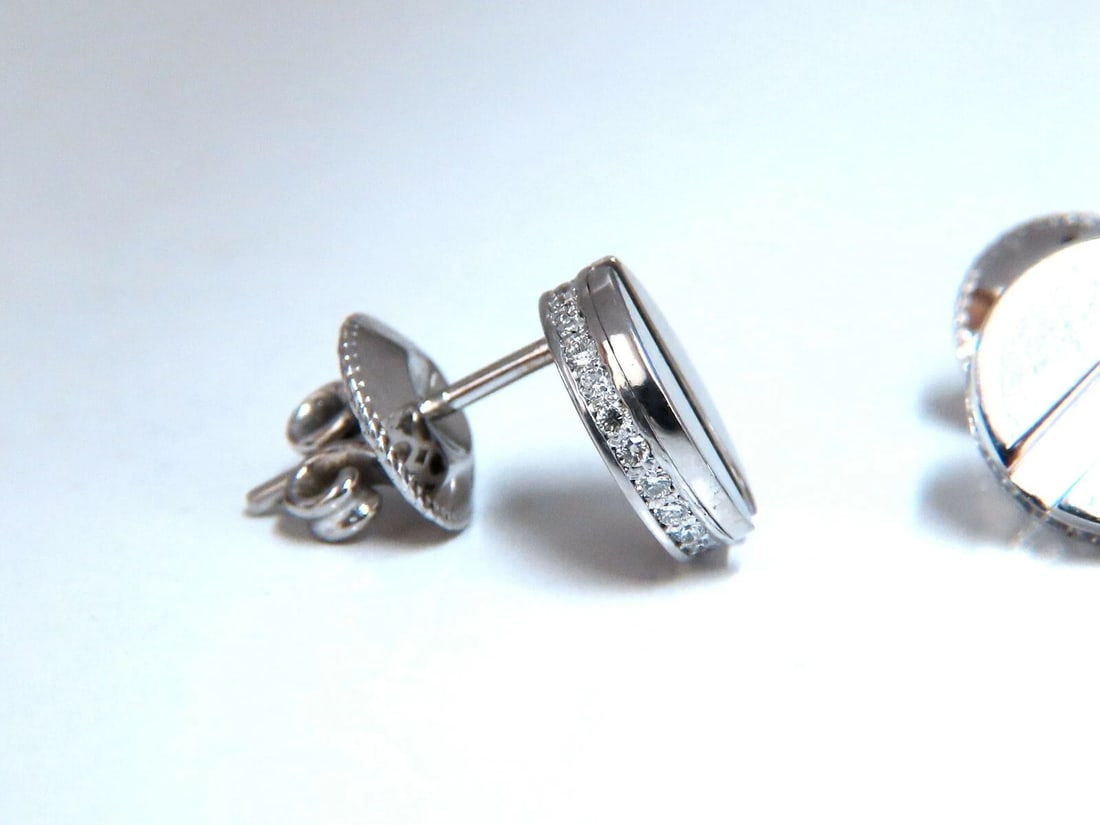 .40ct Natural Diamonds Mod- Goth Deco Flat Screw Stud Earrings 14kt** - 4