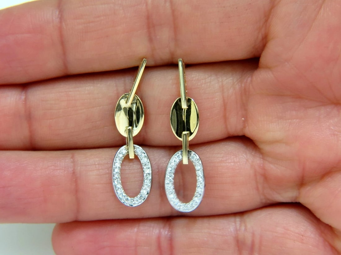 .40CT NATURAL DIAMONDS DANGLE EARRINGS 14KT GOLD MIRROR FINISH** - 6