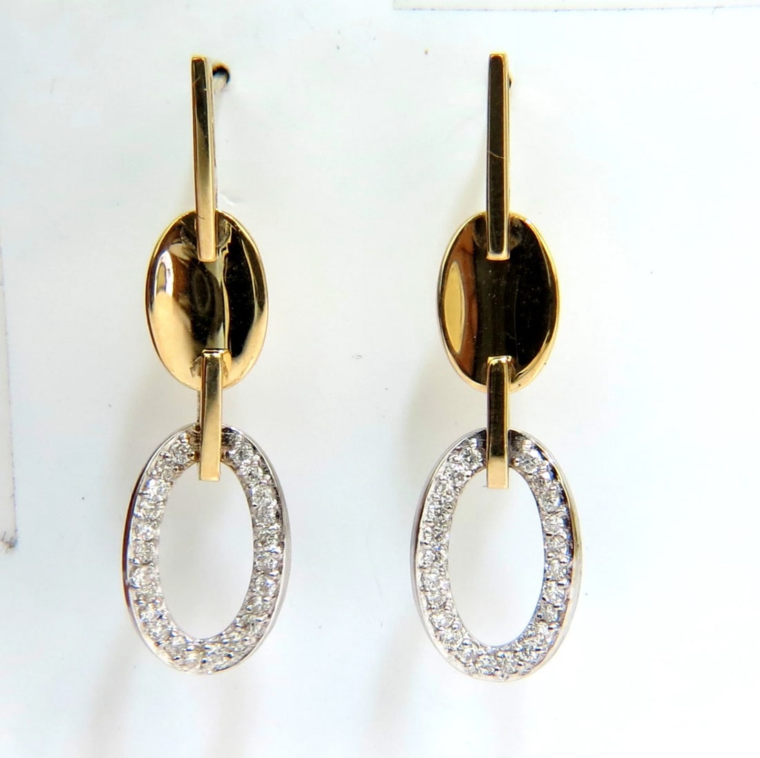 .40CT NATURAL DIAMONDS DANGLE EARRINGS 14KT GOLD MIRROR FINISH** - 7