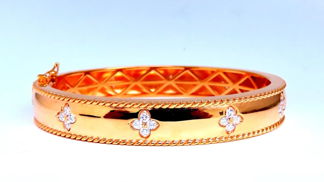 1.40ct Clover Natural Diamonds Bangle Bracelet 14kt 95547** (1 of 6)