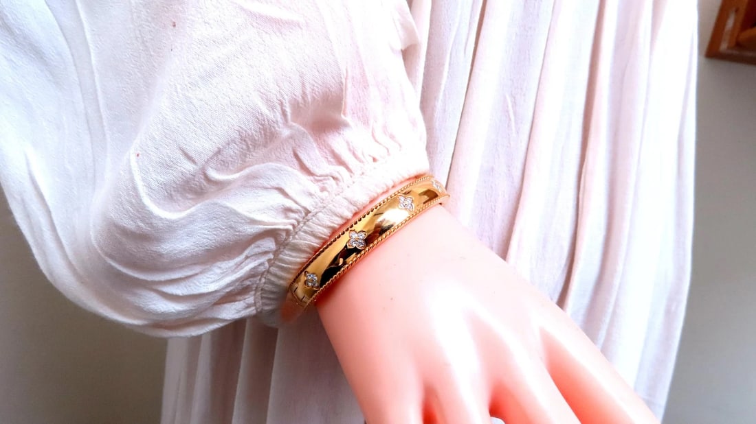 1.40ct Clover Natural Diamonds Bangle Bracelet 14kt 95547** - 6