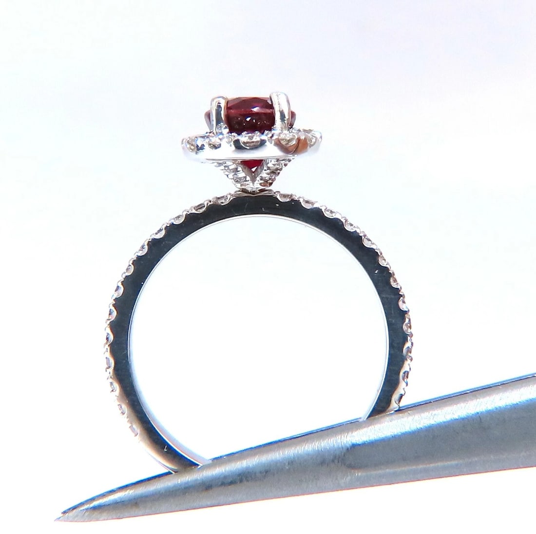 GIA Certified Thailand Ruby 1.71ct Halo Diamond ring 18kt Vivid Red Prime - 5
