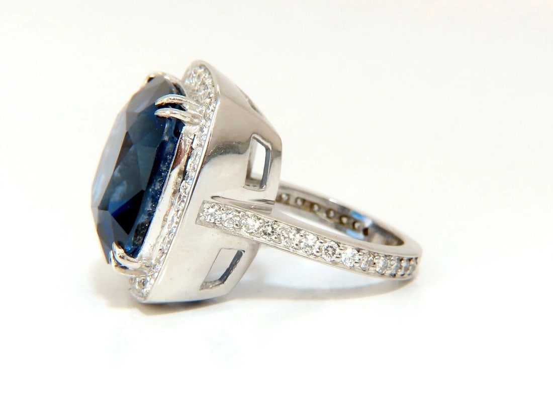26ct Lab Sapphire diamonds Ring Vivid Royal blue 14 Karat - 2