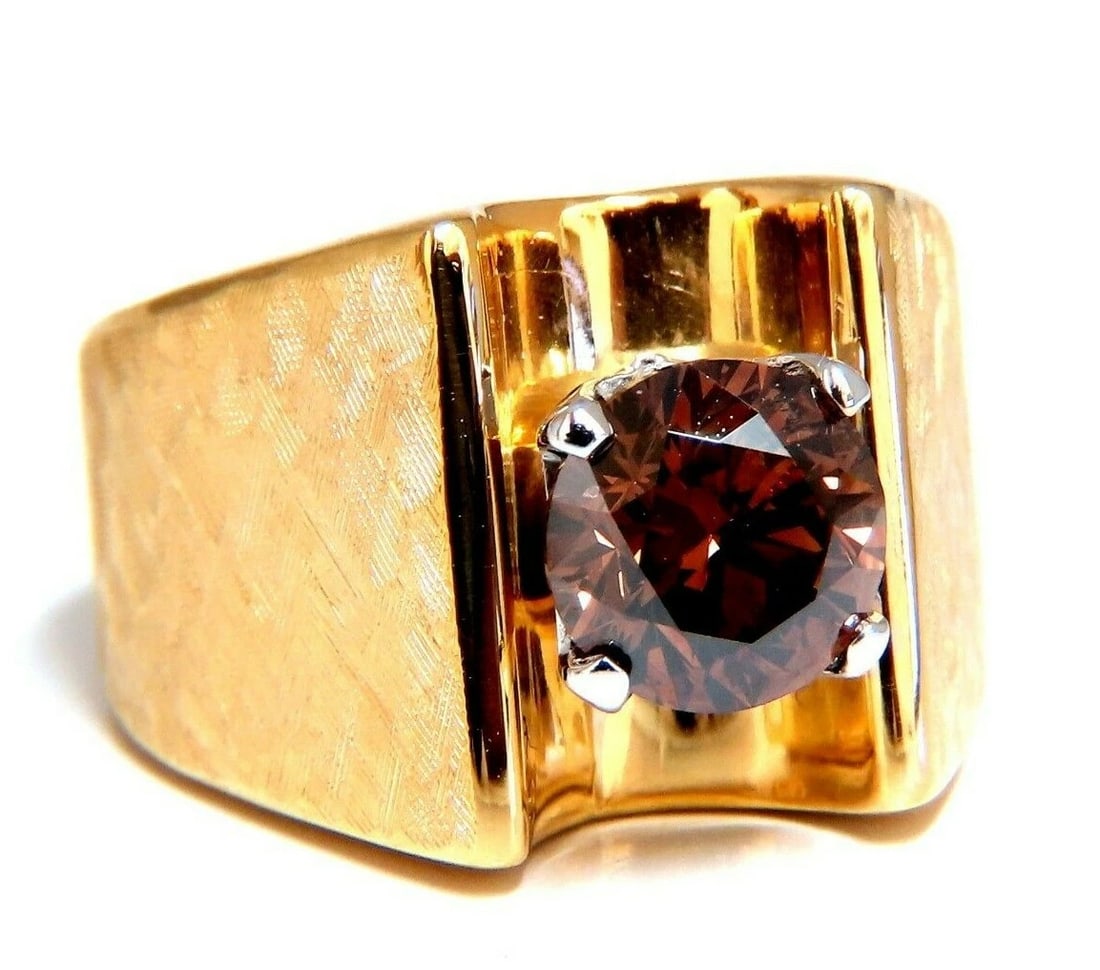 Vintage GIA Certified Natural Fancy Orange Brown Color Diamond Ring 14 Karat (1 of 11)