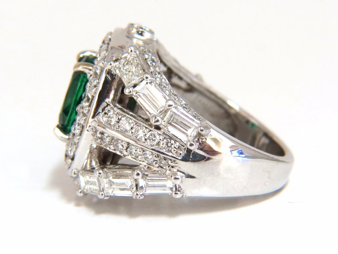 6.00ct natural vivid bright green emerald diamonds ring 14kt+ - 3