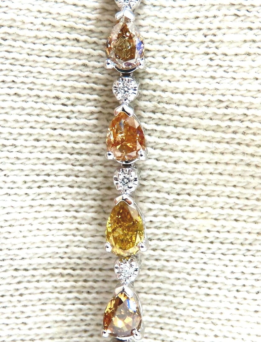 5.02ct Natural Fancy Multicolor Diamond Tennis Bracelet 14kt** - 3