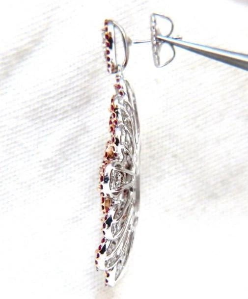 7.76ct Natural Ruby Diamond Dangle Chandelier pendant earrings 14kt Ref 12336** - 5