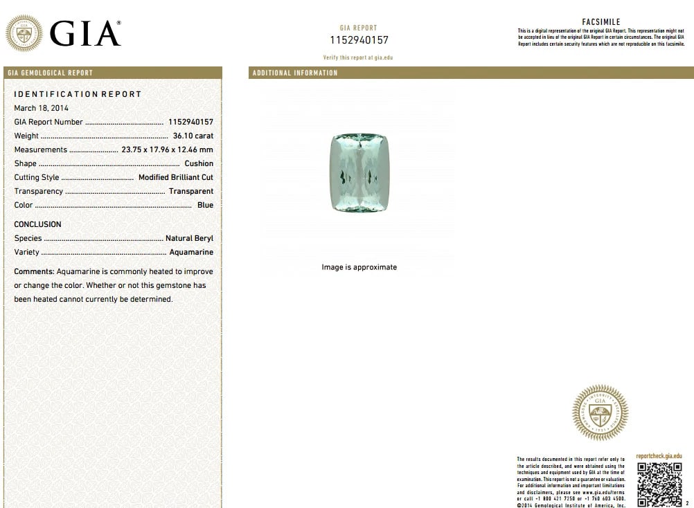 GIA 39.10ct NATURAL CUSHION CUT AQUAMARINE DIAMONDS RING 14kt VIVID AQUA+ - 11