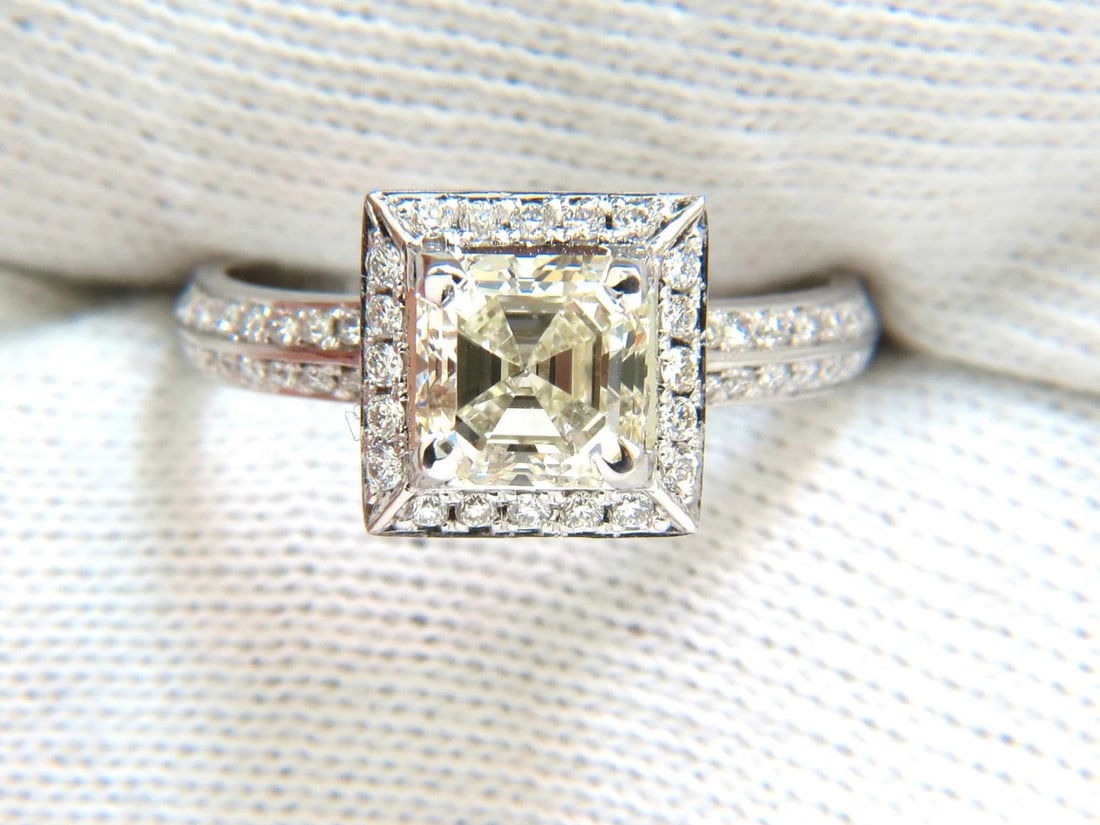 2.20CT NATURAL ASSCHER CUT DIAMOND RING HALO 14KT** - 4