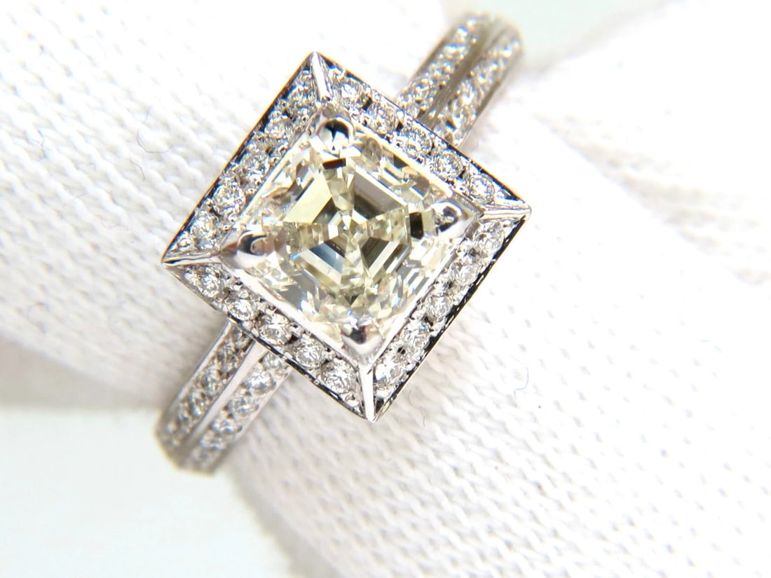 2.20CT NATURAL ASSCHER CUT DIAMOND RING HALO 14KT** - 6