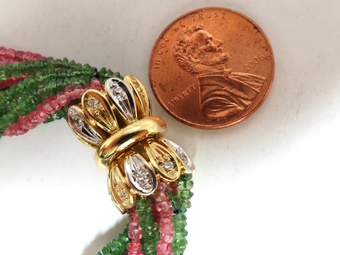 335ct Natural Pink Spinel & Tzavorite Diamonds Necklace 18kt** - 2