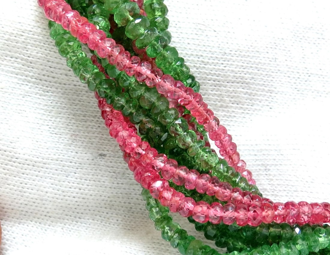 335ct Natural Pink Spinel & Tzavorite Diamonds Necklace 18kt** - 3