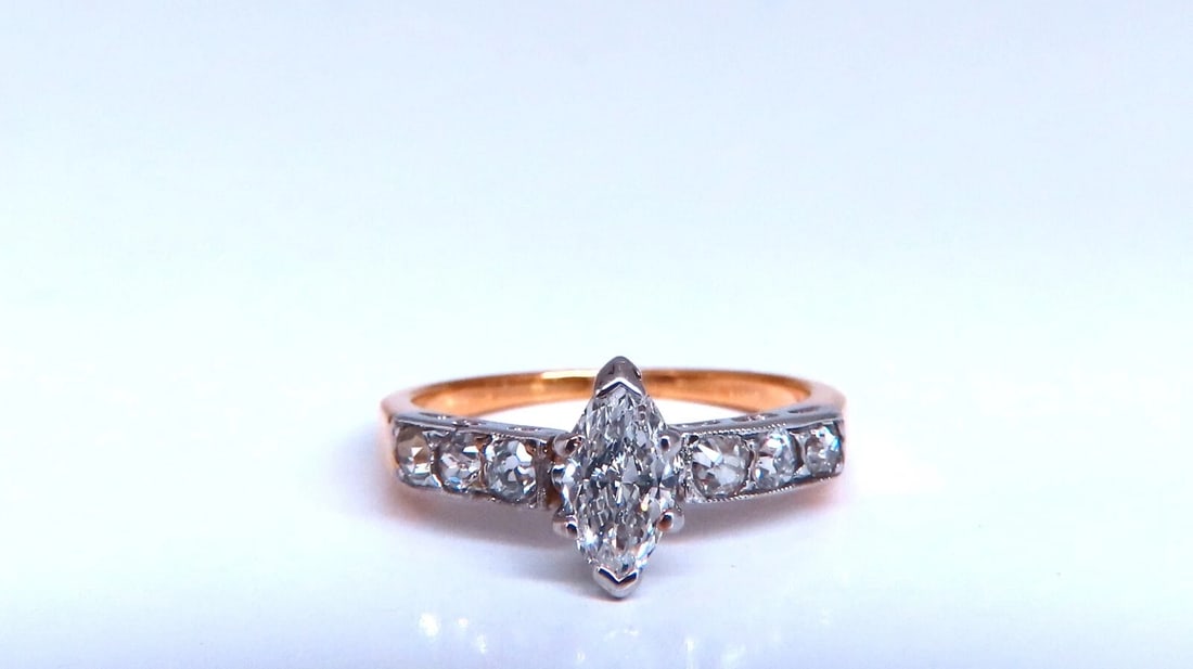 Vintage Natural Diamond Engagement ring 1ct 14kt Gold - 3