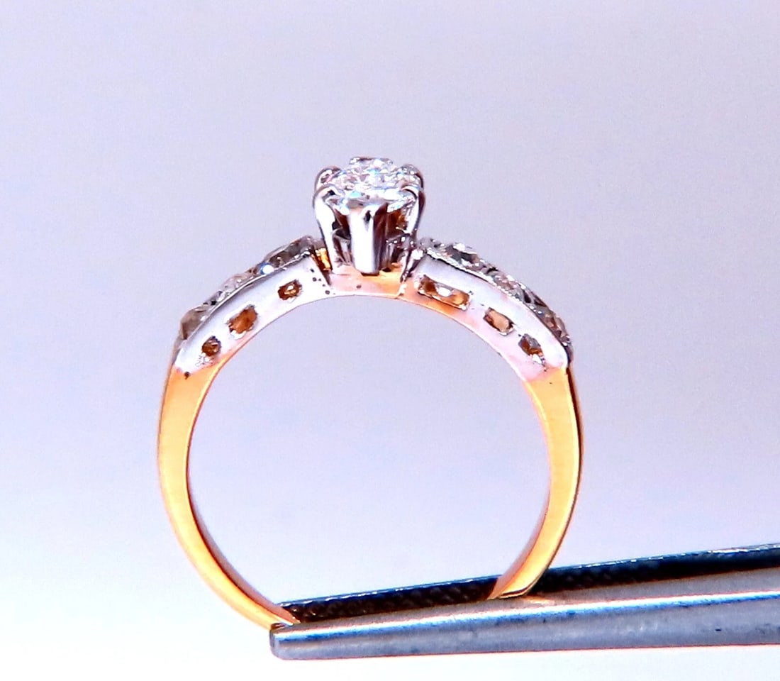 Vintage Natural Diamond Engagement ring 1ct 14kt Gold - 5