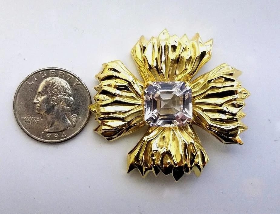 18kt 16ct Royal Medallion Brooch Pin Flaming Celtic Cross Vintage 12236** - 5