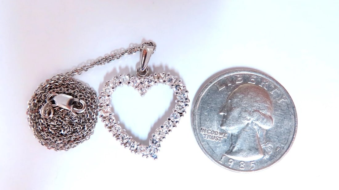 1.05ct Open Heart Natural diamonds necklace 14 karat** - 4