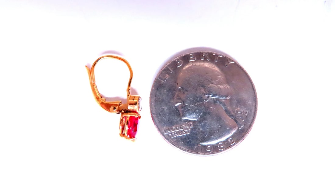 .54ct Natural Pear Shaped Ruby Diamond Lever Earrings 24414** - 3