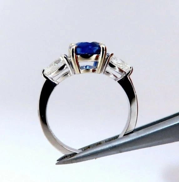 GIA Certified 2.94ct Natural No Heat Blue Sapphire Diamonds Ring 14kt #12347 - 3