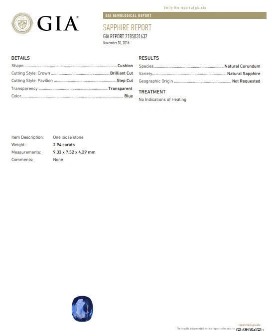 GIA Certified 2.94ct Natural No Heat Blue Sapphire Diamonds Ring 14kt #12347 - 5