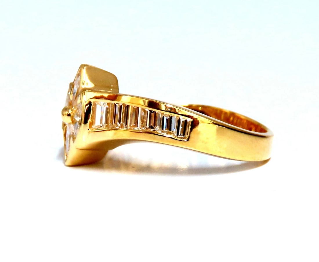 1.10ct. Natural Marquise Diamonds Cluster Ring 18kt Baguette Accents - 5