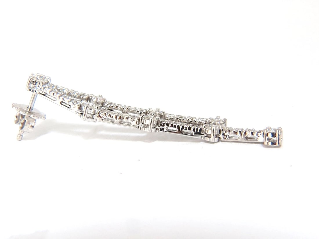 2.33ct natural round diamonds two rowed five tier dangle earrings 14kt** - 2